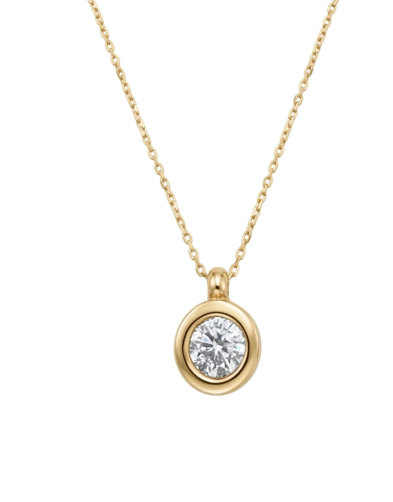14 Ayar Altın Tektaş Kolye